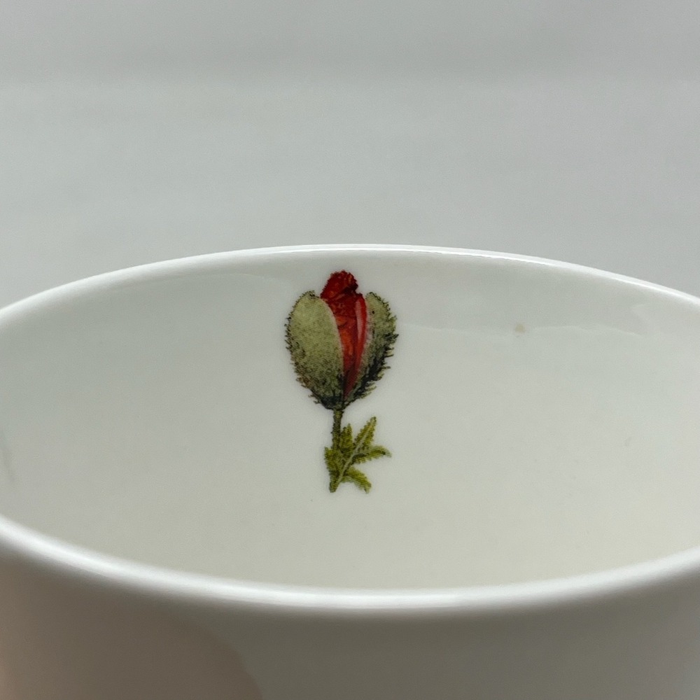 Cup + Mug Porcelain Coffee Tea Mug White Red Poppy Floral Cottagecore Euro Chic - Picture 9 of 12